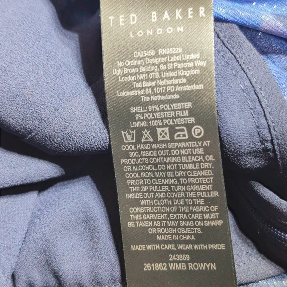 Ted Baker London Sz 2 Rowyn Blue Floral Ruffle Blouse - Picture 6 of 7